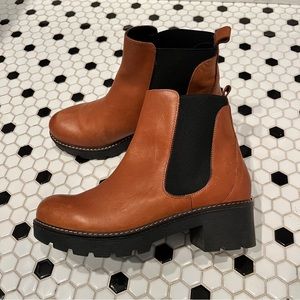Anthropologie Brown Leather Chelsea Boots